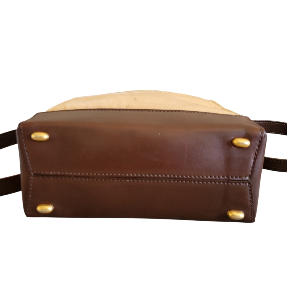 Celine Canvaa Leather Brown Cream Crossbody Bag - Picture 2 of 16